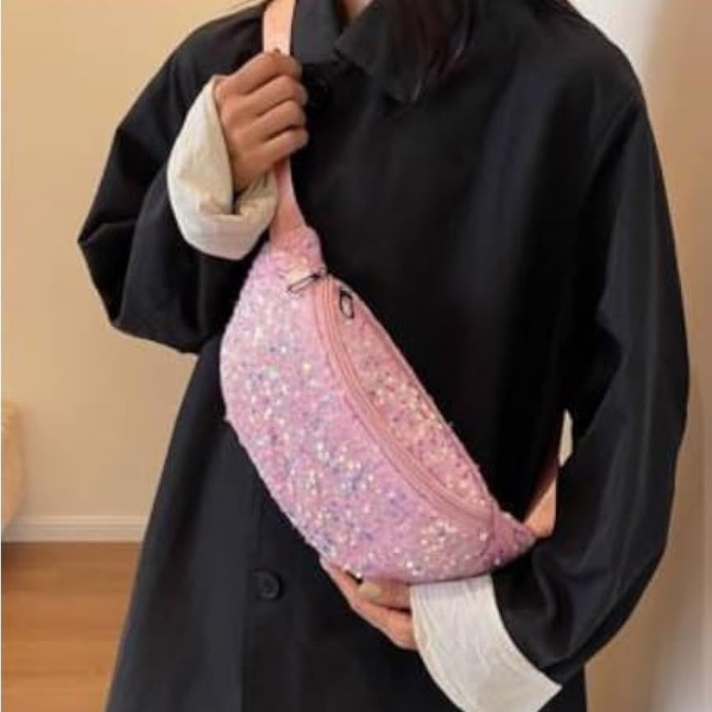 Pink Sequins Side Bag